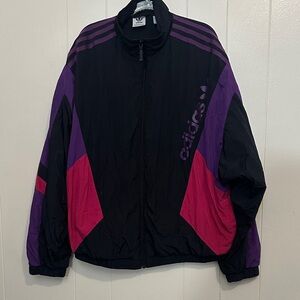 Adidas Women's Black and Pink Bomber Jacket